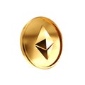 Ethereum golden sign on white background