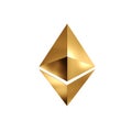 Ethereum golden sign on white background