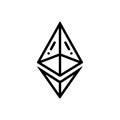 Black line icon for Ethereum, digital and coin