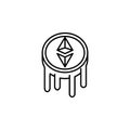 ethereum icon. Element of crypto currency icon. Thin line icon for website design and development, app development on white