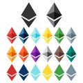 Ethereum icon/logo set. Two variations, different colors