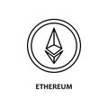 ethereum icon with name. Element of crypto currency for mobile concept and web apps. Thin line ethereum icon can be used for web