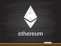 Ethereum icon currency infographic chalkboard background.