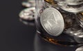 Ethereum in jar on black background. Managing your cryptocurrencies creative concept. 3D rendering