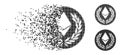 Disintegrating Dot Halftone Ethereum Laurel Coin Icon