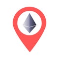 Ethereum location map pin pointer icon. Element of map point for mobile concept and web apps. Icon for website design and app