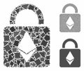 Ethereum lock Mosaic Icon of Uneven Pieces