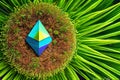 Ethereum logo on vibrant green grass