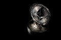 Ethereum metal physical currency concept. Cryptocurrency concepts on black background