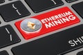 Ethereum mining concept on keyboard button, 3D rendering