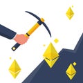 Ethereum mining concept vector flat.