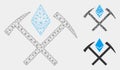 Ethereum Mining Hammers Vector Mesh Wire Frame Model and Triangle Mosaic Icon Royalty Free Stock Photo