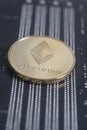 Ethereum on motherboard digital cryptocurrency.