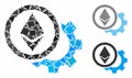 Ethereum options cogwheel Mosaic Icon of Raggy Elements