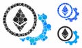 Ethereum options cogwheel Mosaic Icon of Circle Dots