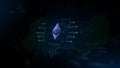 Ethereum platform sign on the digital background. Finance and cryptocurrency theme video. 3D animation for technology
