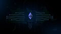 Ethereum platform sign on the digital background. Finance and cryptocurrency theme video. 3D animation for technology