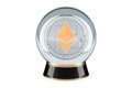 Ethereum Price Prediction concept. Crystal ball with ethereum inside. 3D rendering