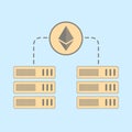 Ethereum proof-of-stake staking concept. ETH POS Merge consensus mechanism