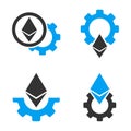 Ethereum Settings Gear Vector Icon Set