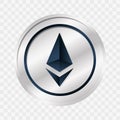 Ethereum sign. Isolated vector illustration. Blockchain technology, crypto currency symbol. Virtual money icon for business,