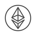 Ethereum sign thin line icon for internet money