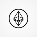 Ethereum vector icon isolated on white background. Royalty Free Stock Photo