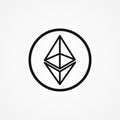 Ethereum vector icon isolated on white background.