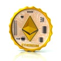 Ethereum - virtual cryptocurrency money 3d golden