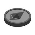 Etherium coin isolated. Cryptocurrency on white background. Vector illustration Royalty Free Stock Photo