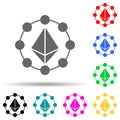 Etherium coin multi color style icon. Simple glyph, flat vector of crypto icons for ui and ux, website or mobile application