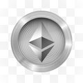 Etherium cryptocurrency sign on transparent background. Blockchain.