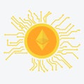 Etherium icon, cryptocurrency concept flat design