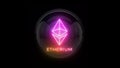 Etherium. Instagram color Etherium coin logo. Nixie tube indicator. Gas discharge indicators and lamps. 3D. 3D Rendering