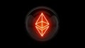 Etherium. Red Etherium coin logo. Nixie tube indicator. Gas discharge indicators and lamps. 3D. 3D Rendering