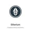 Etherium vector icon on white background. Flat vector etherium icon symbol sign from modern cryptocurrency economy and finance