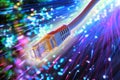 Ethernet cable with fiber optic background Royalty Free Stock Photo