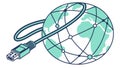 Ethernet Cable Globe Connectivity Vector, vector design Generative AI Royalty Free Stock Photo