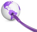 Ethernet cable, internet connection, bandwidth. The world on the web. World Connections, Globe Royalty Free Stock Photo