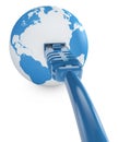 Ethernet cable, internet connection, bandwidth. The world on the web. World Connections, Globe Royalty Free Stock Photo