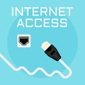 Ethernet cable and network socket vector. Internet access colored flat illustration