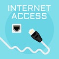 Ethernet cable and network socket vector. Internet access colored flat illustration Royalty Free Stock Photo