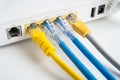 Ethernet cable with wireless router connect to internet service provider internet network Royalty Free Stock Photo