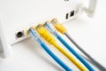 Ethernet cable with wireless router connect to internet service provider internet network Royalty Free Stock Photo