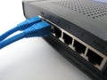 Ethernet cables plugged into router