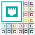 Ethernet connector flat color icons with quadrant frames