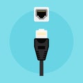 Ethernet connector and network socket vector colored flat illustration