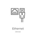 ethernet icon vector from devices collection. Thin line ethernet outline icon vector illustration. Outline, thin line ethernet