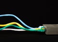 Ethernet Network Cables plugged into internet device Royalty Free Stock Photo