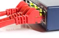 Ethernet Network Router Switch With Red Cables